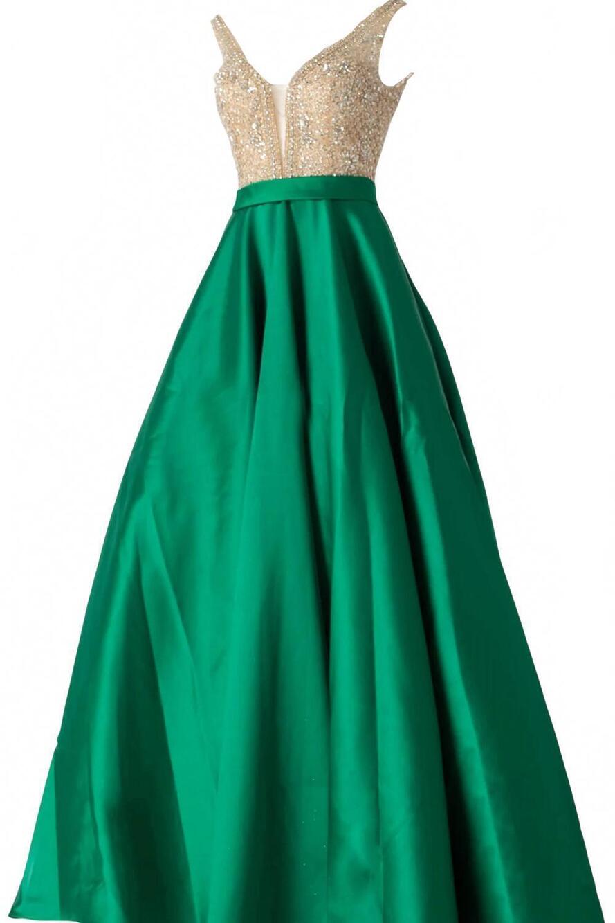 NEW JVN women's darling sleeveless gown in emerald
